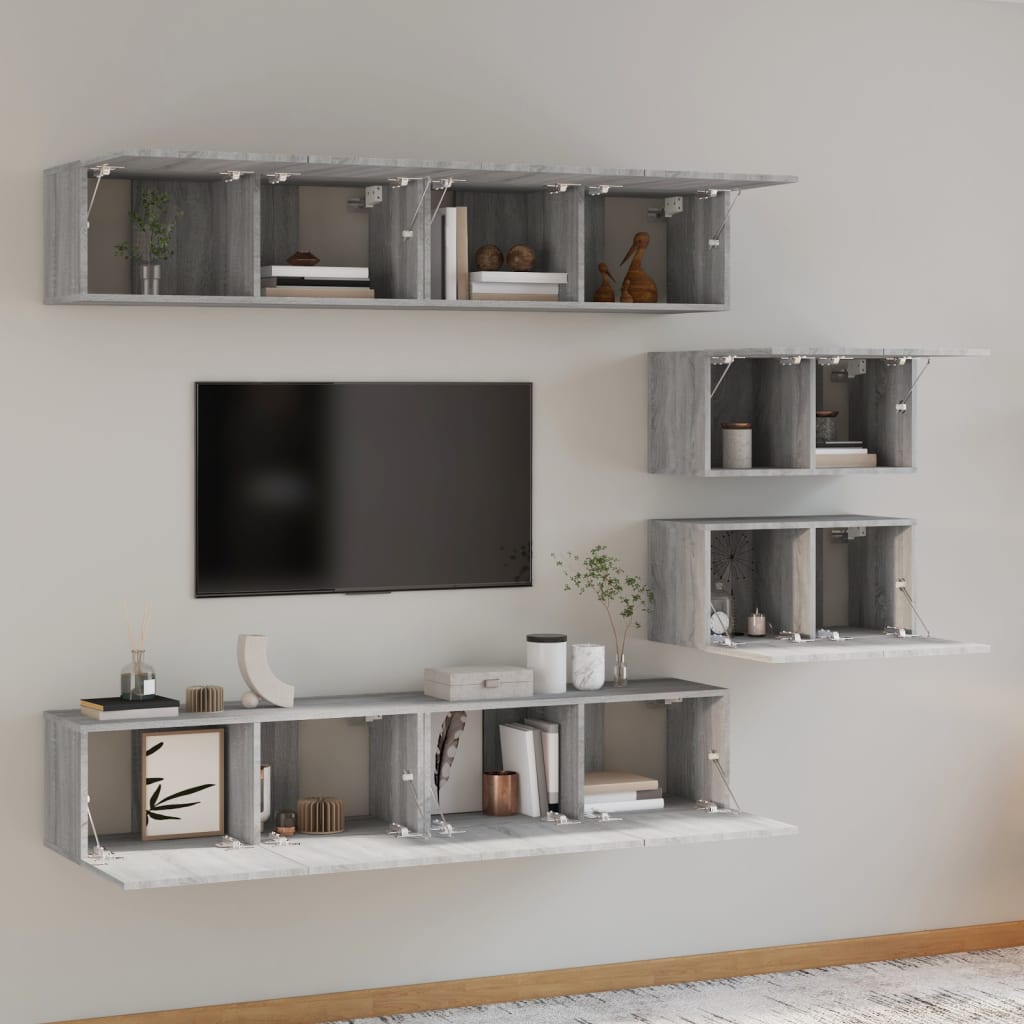 4 Piece TV Cabinet Set Grey Sonoma Engineered Wood