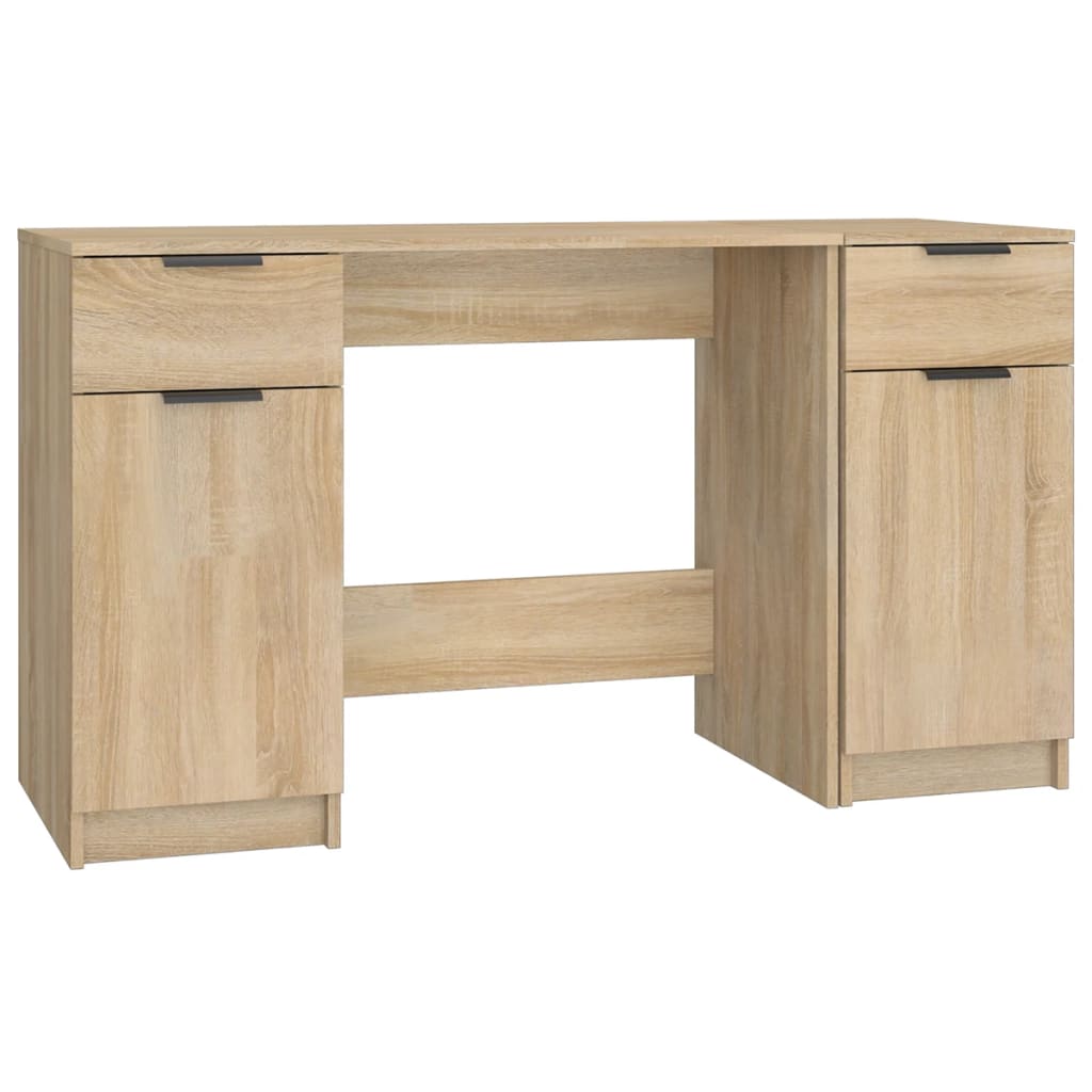 Sonoma Oak Engineered Wood Desk with Side Cabinet