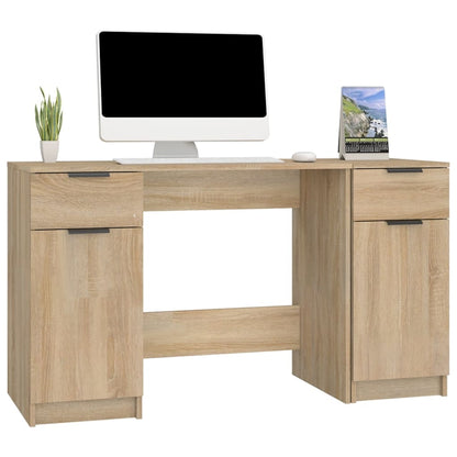 Sonoma Oak Engineered Wood Desk with Side Cabinet