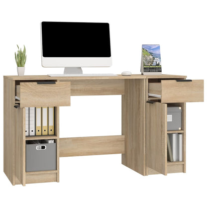 Sonoma Oak Engineered Wood Desk with Side Cabinet