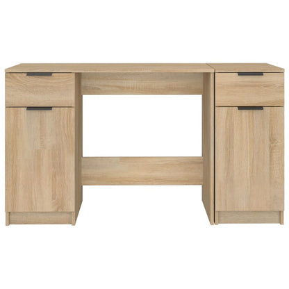 Sonoma Oak Engineered Wood Desk with Side Cabinet