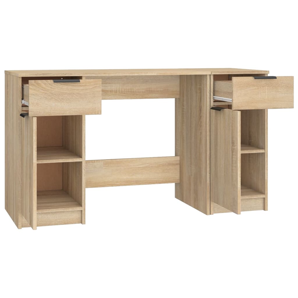 Sonoma Oak Engineered Wood Desk with Side Cabinet