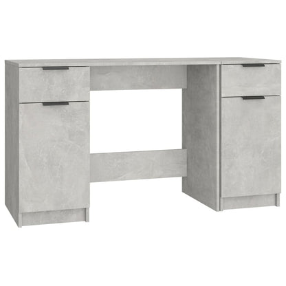 Concrete Grey Desk with Side Cabinet - Engineered Wood Elegance
