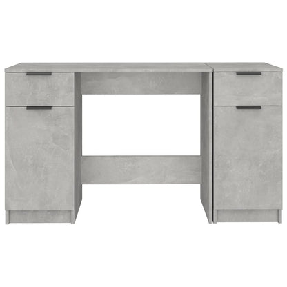 Concrete Grey Desk with Side Cabinet - Engineered Wood Elegance