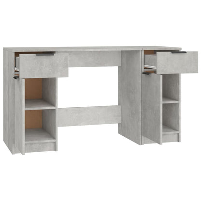 Concrete Grey Desk with Side Cabinet - Engineered Wood Elegance