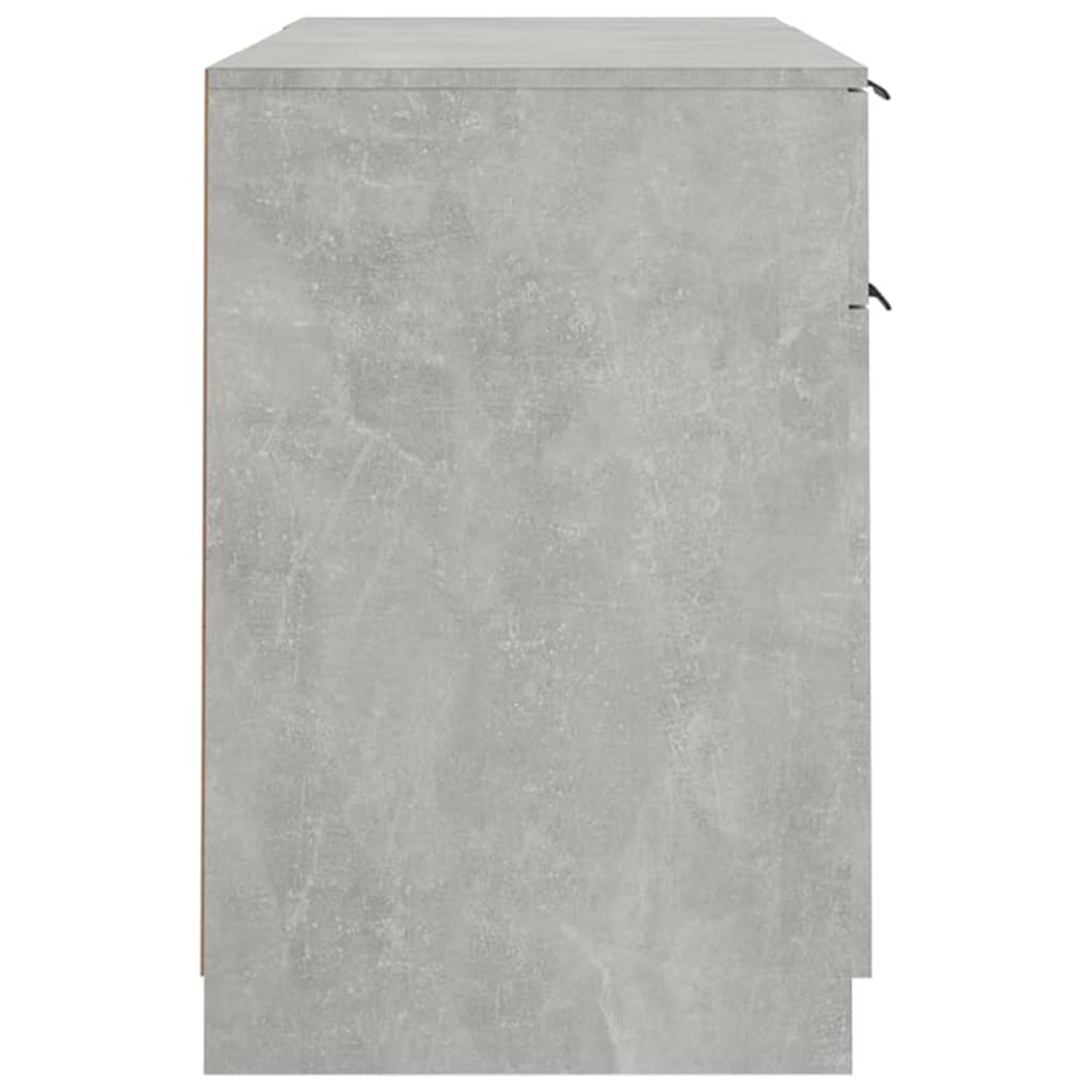 Concrete Grey Desk with Side Cabinet - Engineered Wood Elegance