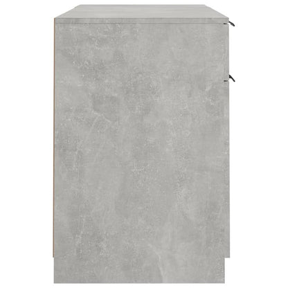Concrete Grey Desk with Side Cabinet - Engineered Wood Elegance