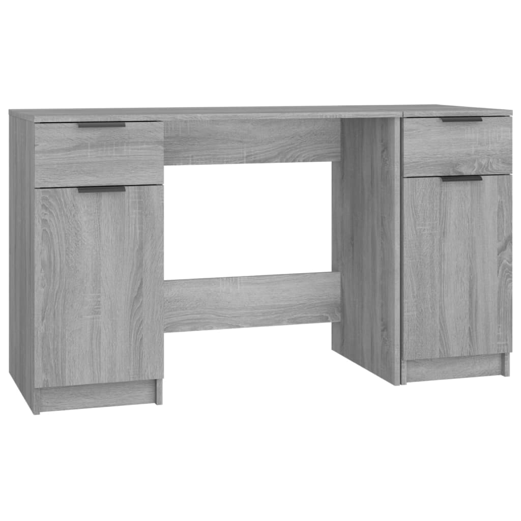 Grey Sonoma Engineered Wood Desk with Side Cabinet