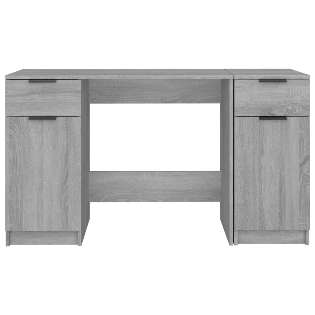 Grey Sonoma Engineered Wood Desk with Side Cabinet