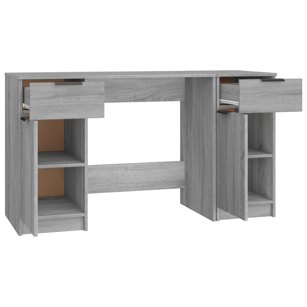 Grey Sonoma Engineered Wood Desk with Side Cabinet