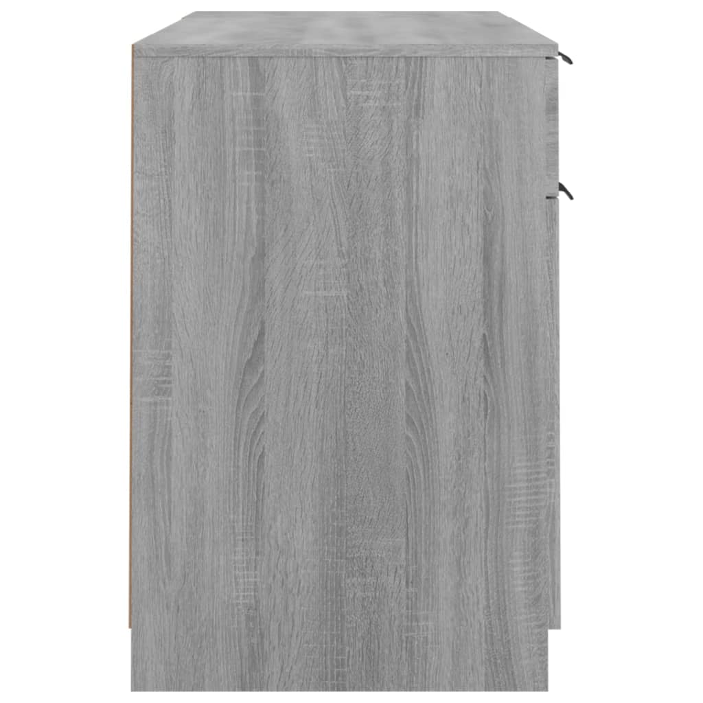 Grey Sonoma Engineered Wood Desk with Side Cabinet