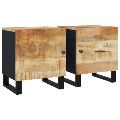 Solid Mango Wood Bedside Cabinets 2-Pack, 40x33x46 cm