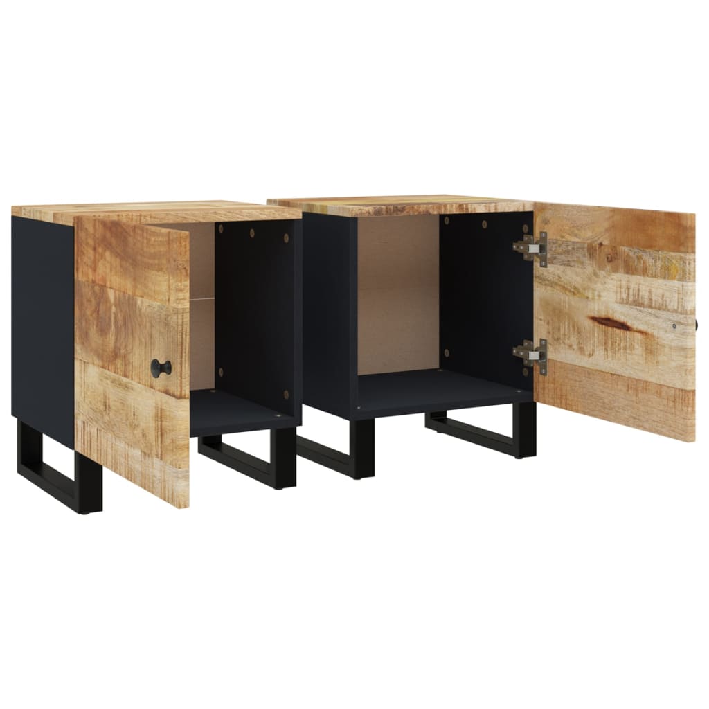 Solid Mango Wood Bedside Cabinets 2-Pack, 40x33x46 cm