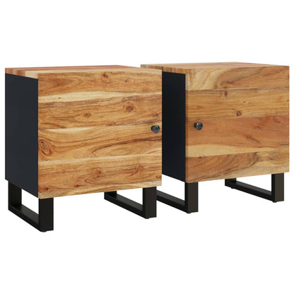 Solid Acacia Bedside Cabinets Set of 2 - 40x33x46 cm