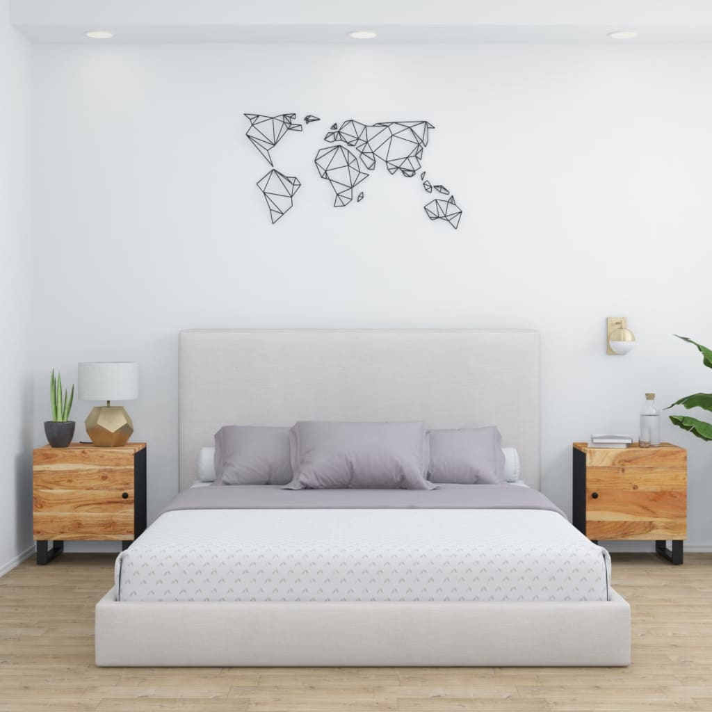 Solid Acacia Bedside Cabinets Set of 2 - 40x33x46 cm