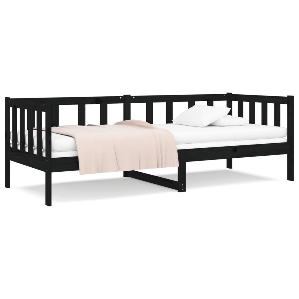 Solid Pine Black Day Bed Frame 90x190cm - No Mattress Included