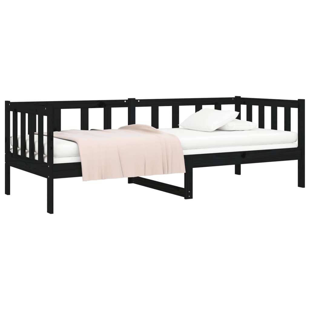 Solid Pine Black Day Bed Frame 90x190cm - No Mattress Included