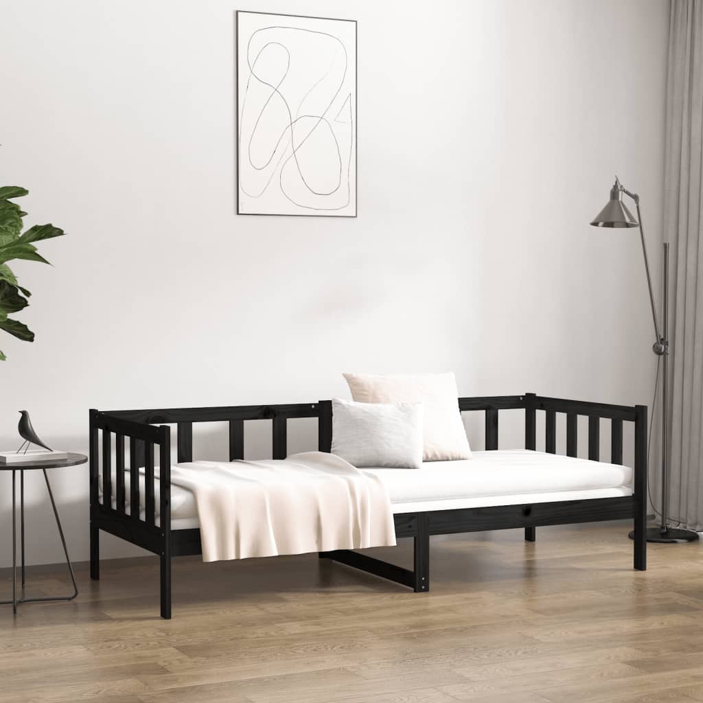 Solid Pine Black Day Bed Frame 90x190cm - No Mattress Included