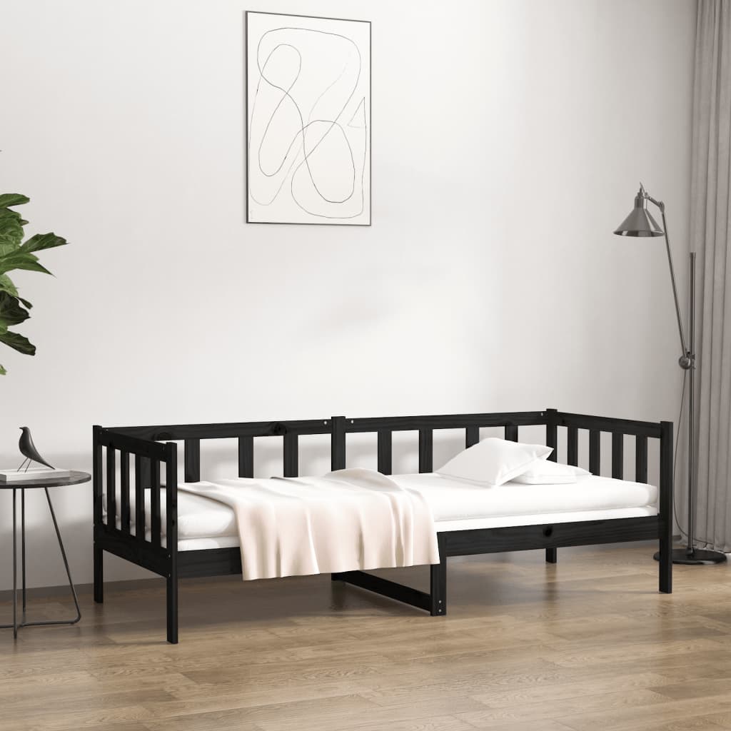Solid Pine Black Day Bed Frame 90x190cm - No Mattress Included