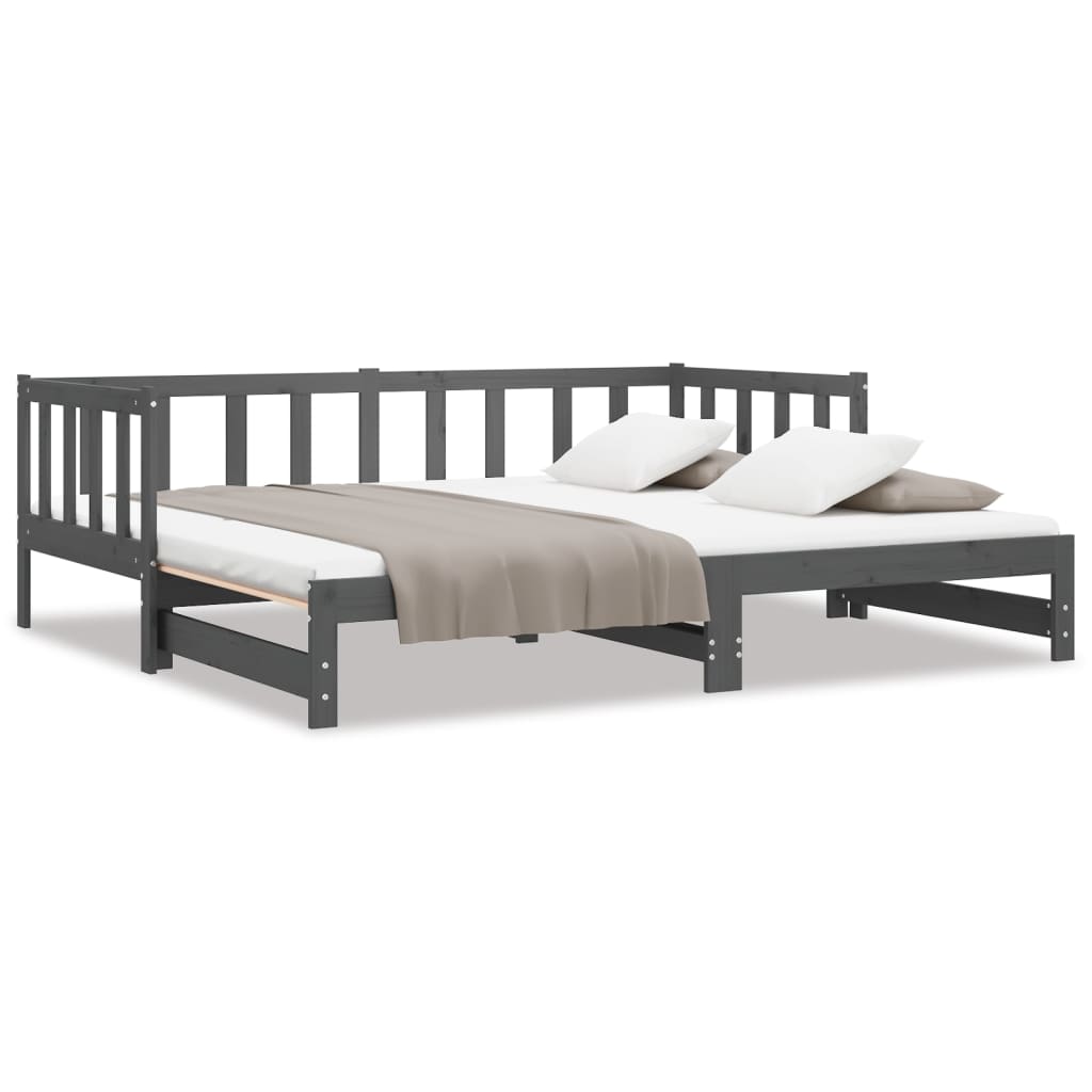 Grey Pull-out Day Bed Frame 2x(90x190)cm - No Mattress Included