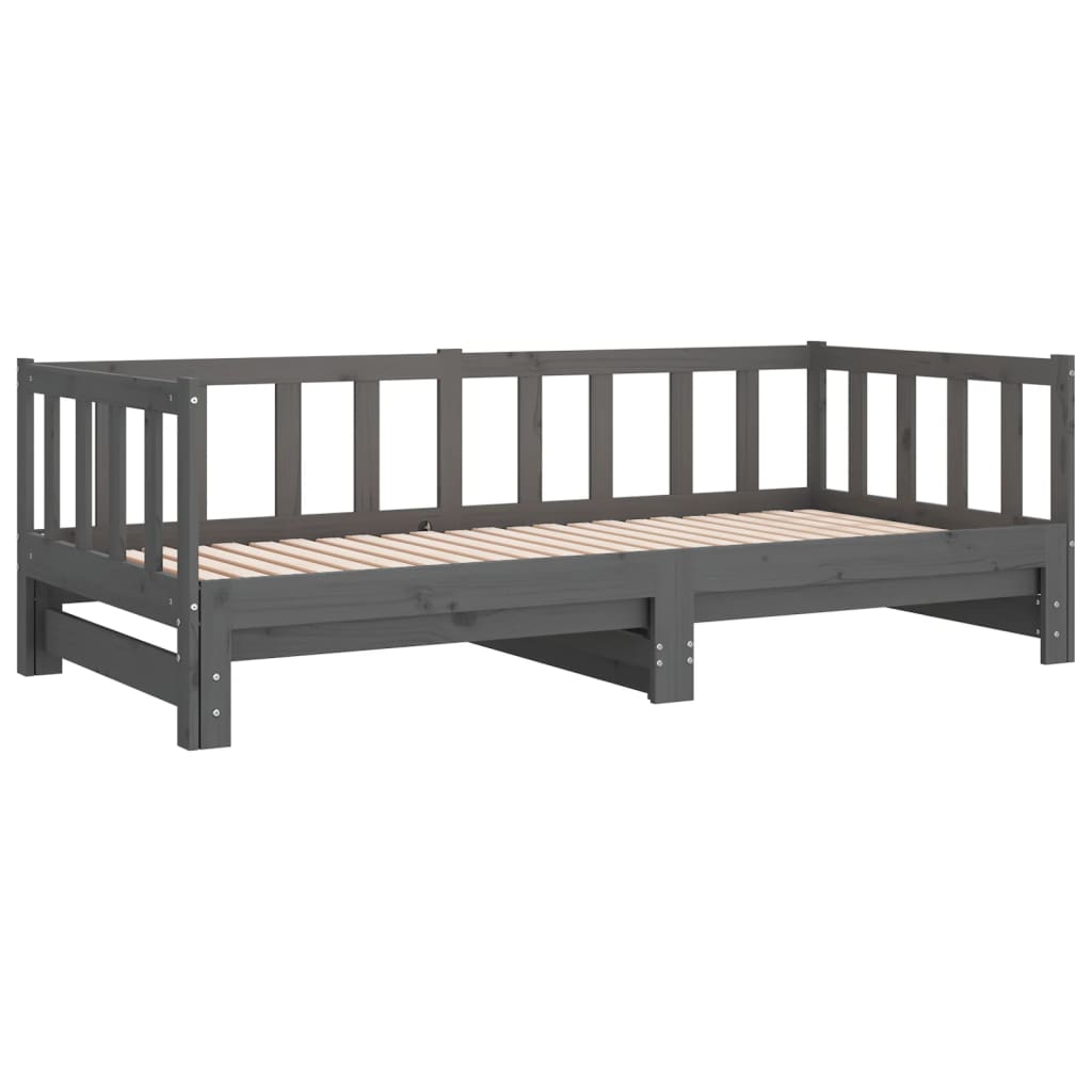 Grey Pull-out Day Bed Frame 2x(90x190)cm - No Mattress Included