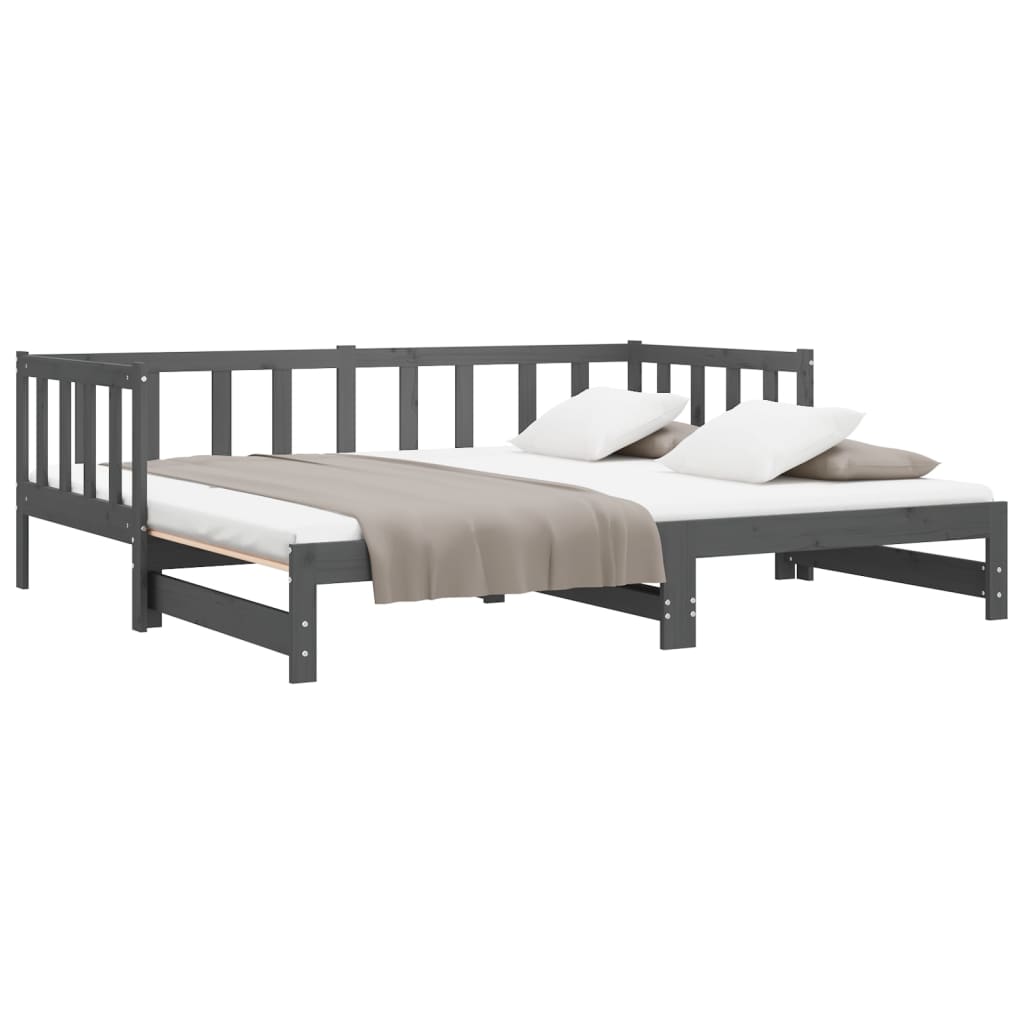Grey Pull-out Day Bed Frame 2x(90x190)cm - No Mattress Included