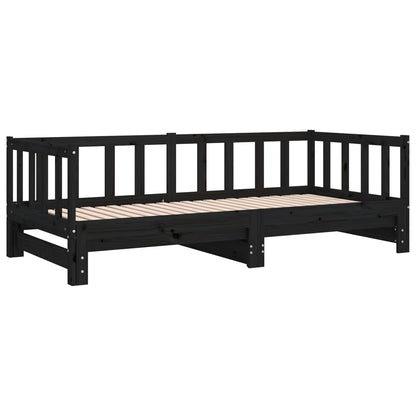 Black Metal Pull-Out Day Bed Frame 2x(90x190)cm, No Mattress