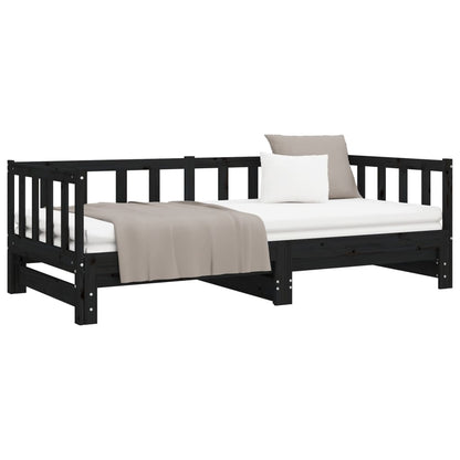 Black Metal Pull-Out Day Bed Frame 2x(90x190)cm, No Mattress