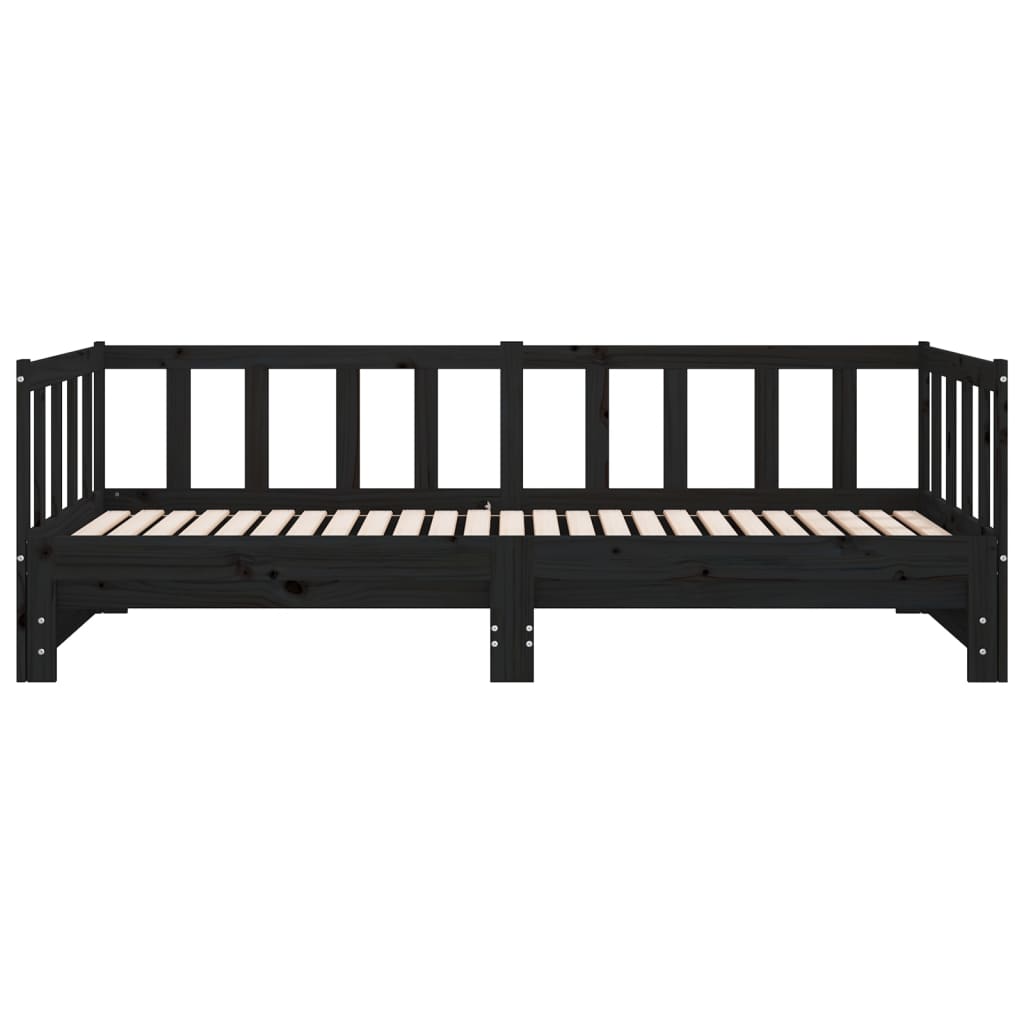 Black Metal Pull-Out Day Bed Frame 2x(90x190)cm, No Mattress