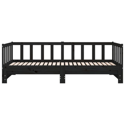 Black Metal Pull-Out Day Bed Frame 2x(90x190)cm, No Mattress