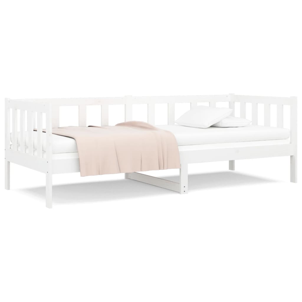 White Solid Pine Wood Day Bed Frame 80x200cm - No Mattress