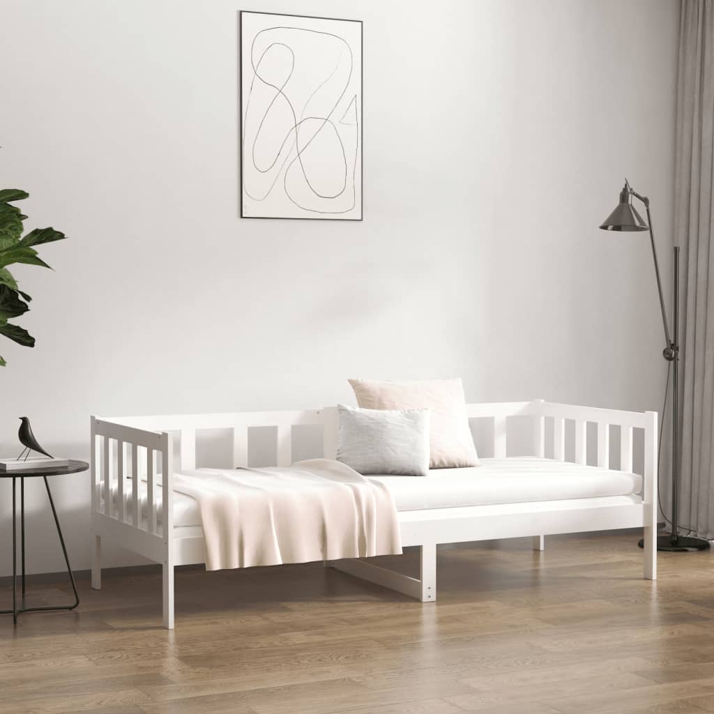 White Solid Pine Wood Day Bed Frame 80x200cm - No Mattress