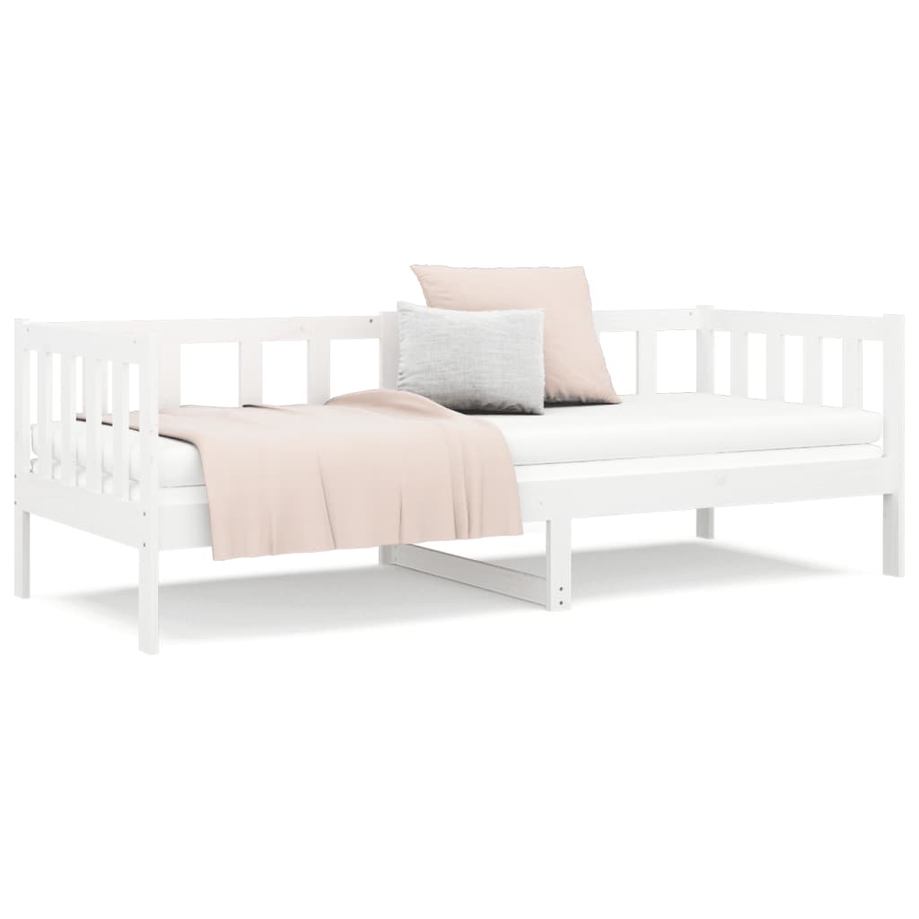 White Solid Pine Wood Day Bed Frame 80x200cm - No Mattress