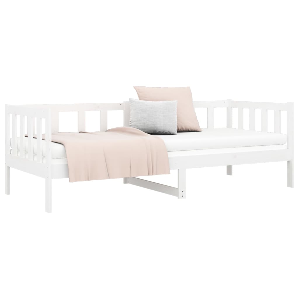 White Solid Pine Wood Day Bed Frame 80x200cm - No Mattress