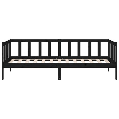 Solid Pine Wood Day Bed 80x200cm - Black Finish, No Mattress