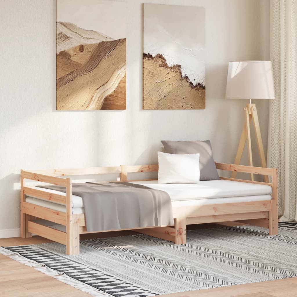 Modern Oak Pull-out Day Bed Frame 80x200 cm (Mattress Not Included)