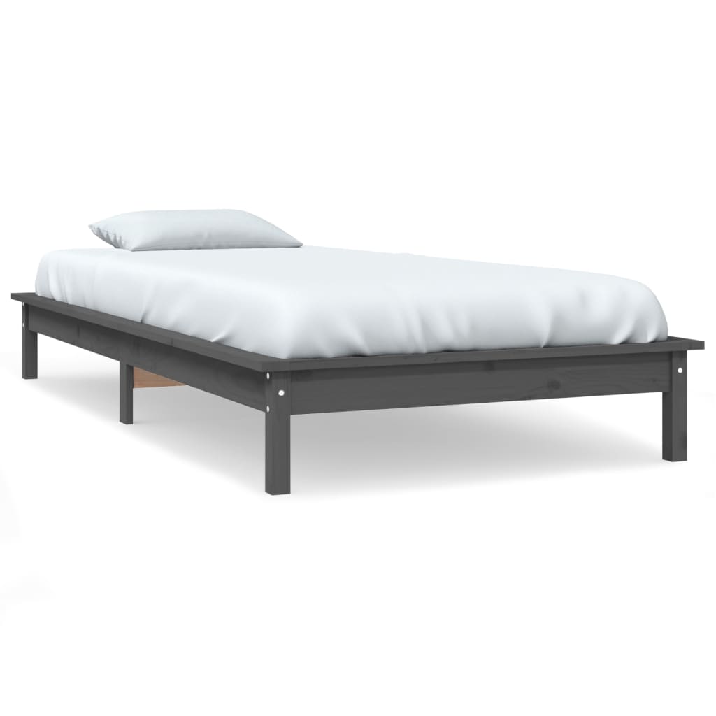 Solid Wood Grey Bed Frame 90x200 cm - vidaXL 820528 (No Mattress)