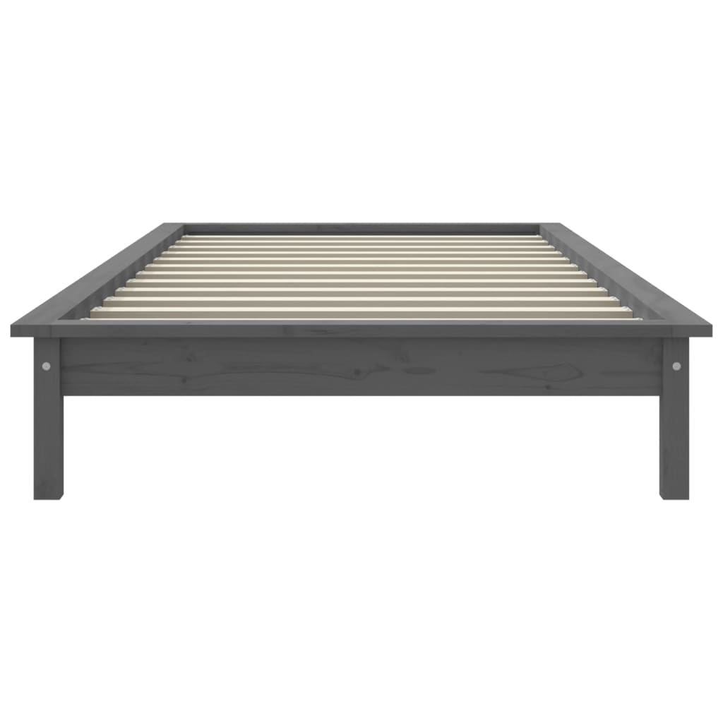 Solid Wood Grey Bed Frame 90x200 cm - vidaXL 820528 (No Mattress)