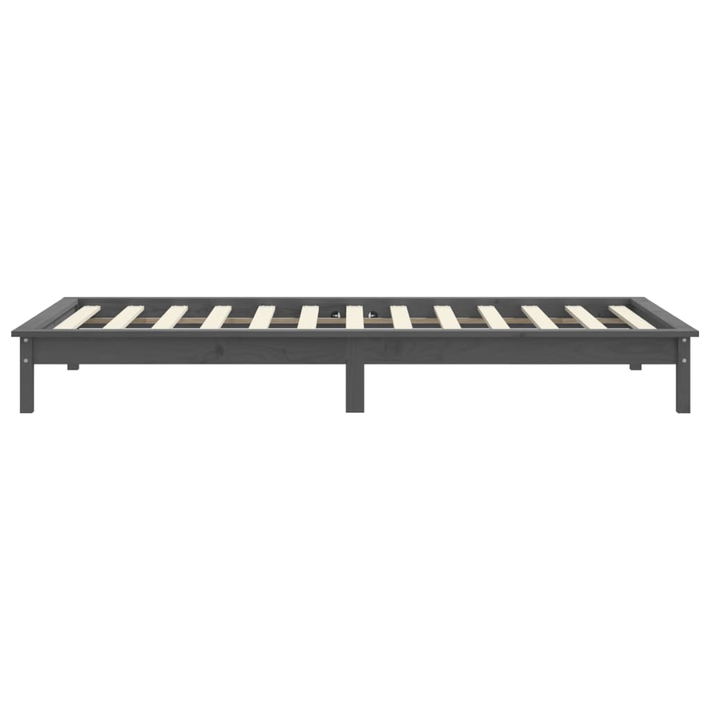 Solid Wood Grey Bed Frame 90x200 cm - vidaXL 820528 (No Mattress)