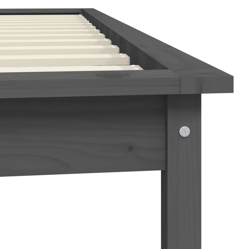 Solid Wood Grey Bed Frame 90x200 cm - vidaXL 820528 (No Mattress)