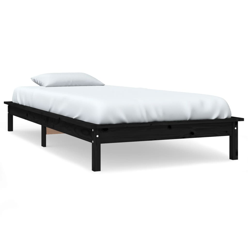 Black Solid Wood Bed Frame 90x200 cm - vidaXL No Mattress Included
