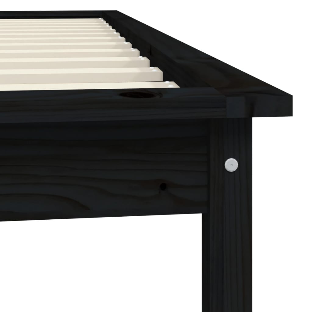 Black Solid Wood Bed Frame 90x200 cm - vidaXL No Mattress Included