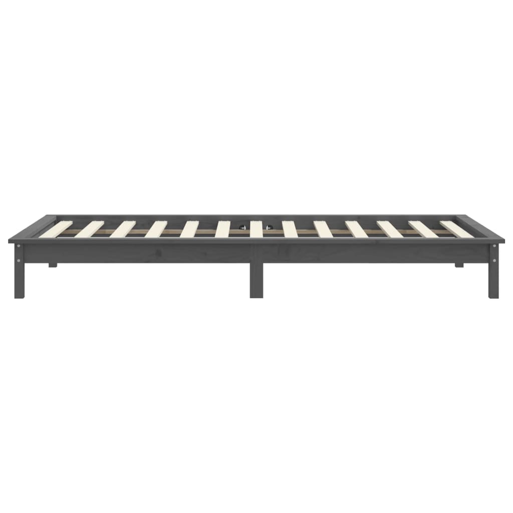 vidaXL Solid Wood Bed Frame, Grey, 100x200 cm (Mattress Not Included)