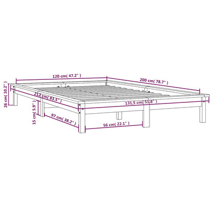 Black Solid Wood Bed Frame 120x200 cm - vidaXL (No Mattress)