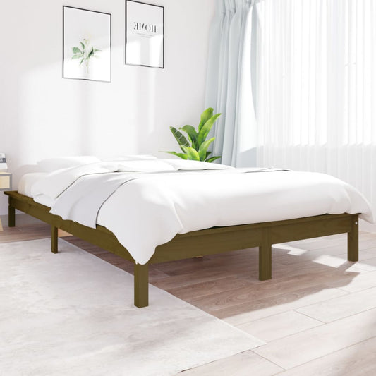 Solid Wood Honey Brown Bed Frame 140x200 cm - vidaXL 820544