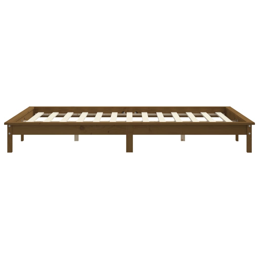Solid Pine King Bed Frame, Honey Brown - No Mattress Included