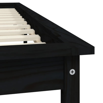 vidaXL Black Solid Wood Bed Frame 160x200 cm - No Mattress Included