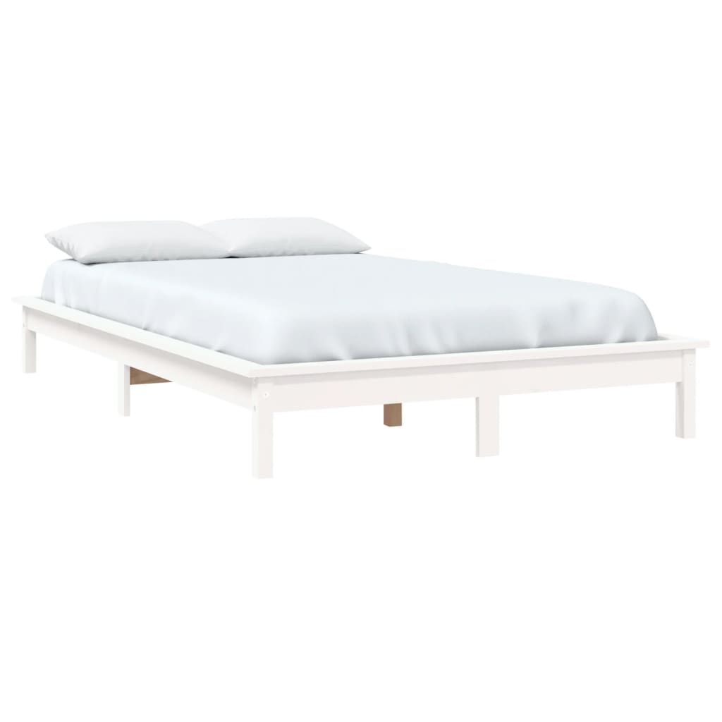 Solid Wood White Bed Frame, 200x200 cm, No Mattress Included