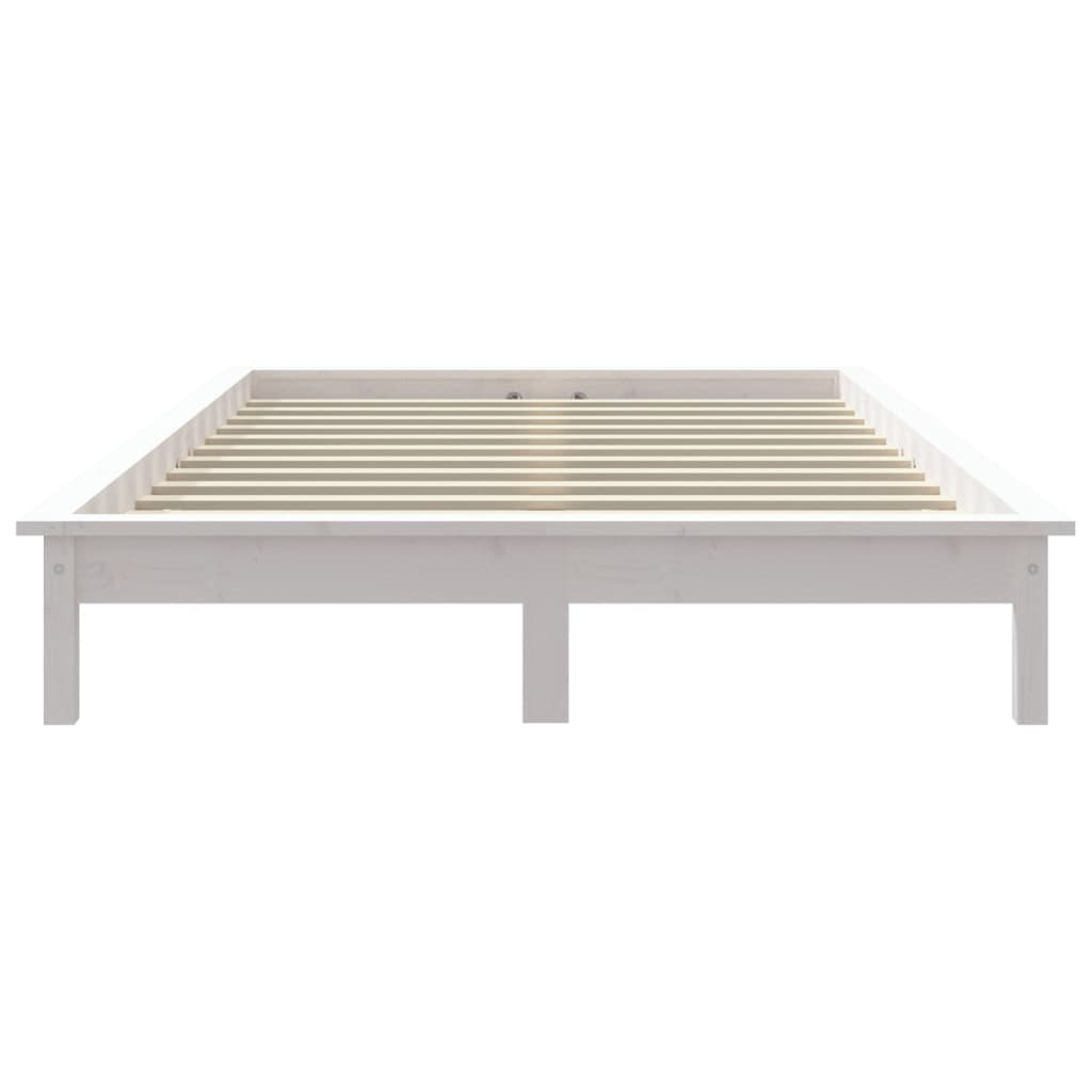 Solid Wood White Bed Frame, 200x200 cm, No Mattress Included
