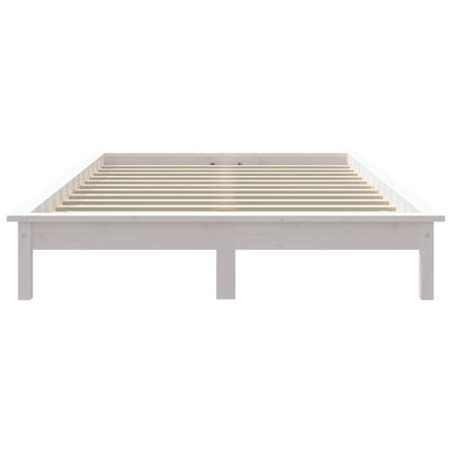 Solid Wood White Bed Frame, 200x200 cm, No Mattress Included